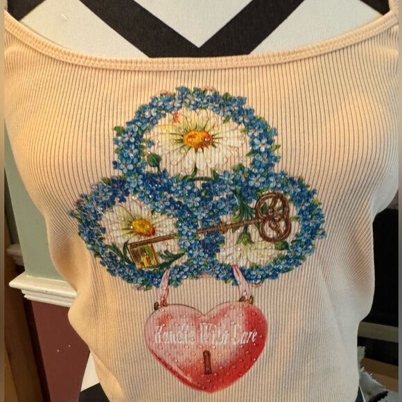 Boys Life handle with love peach colored cami crop Top NWT - Picture 1 of 8